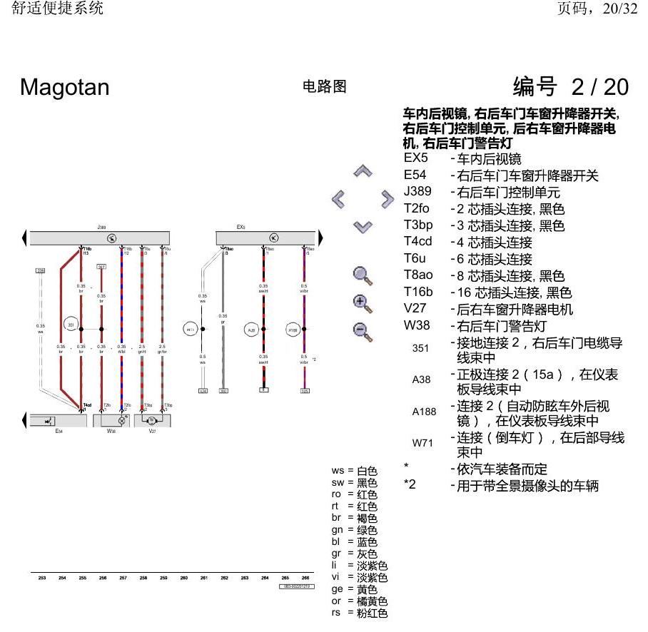 一汽大众2020 迈腾B8 电路图 舒适便捷系统 电路图