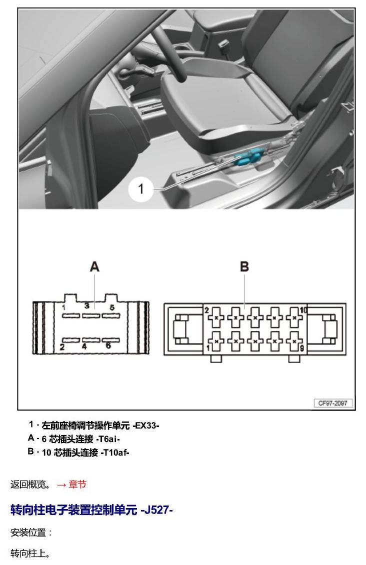 一汽大众3321 Jetta VS5 安装位置 汽车中部的控制单元 电路图