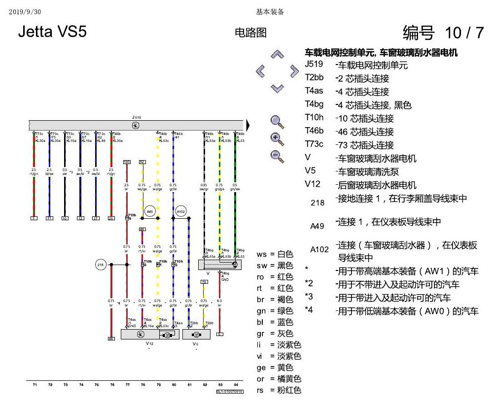 一汽大众3321 Jetta VS5 电路图 基本装备 电路图