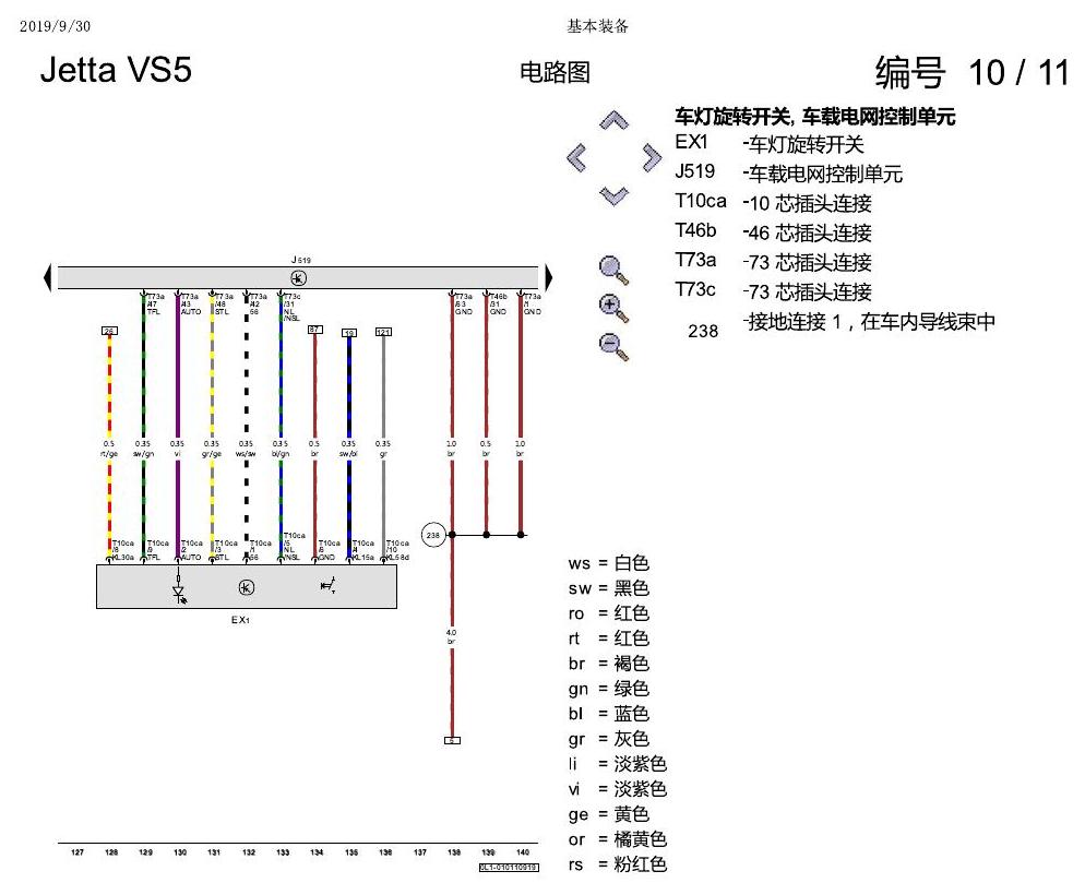一汽大众3321 Jetta VS5 电路图 基本装备 电路图