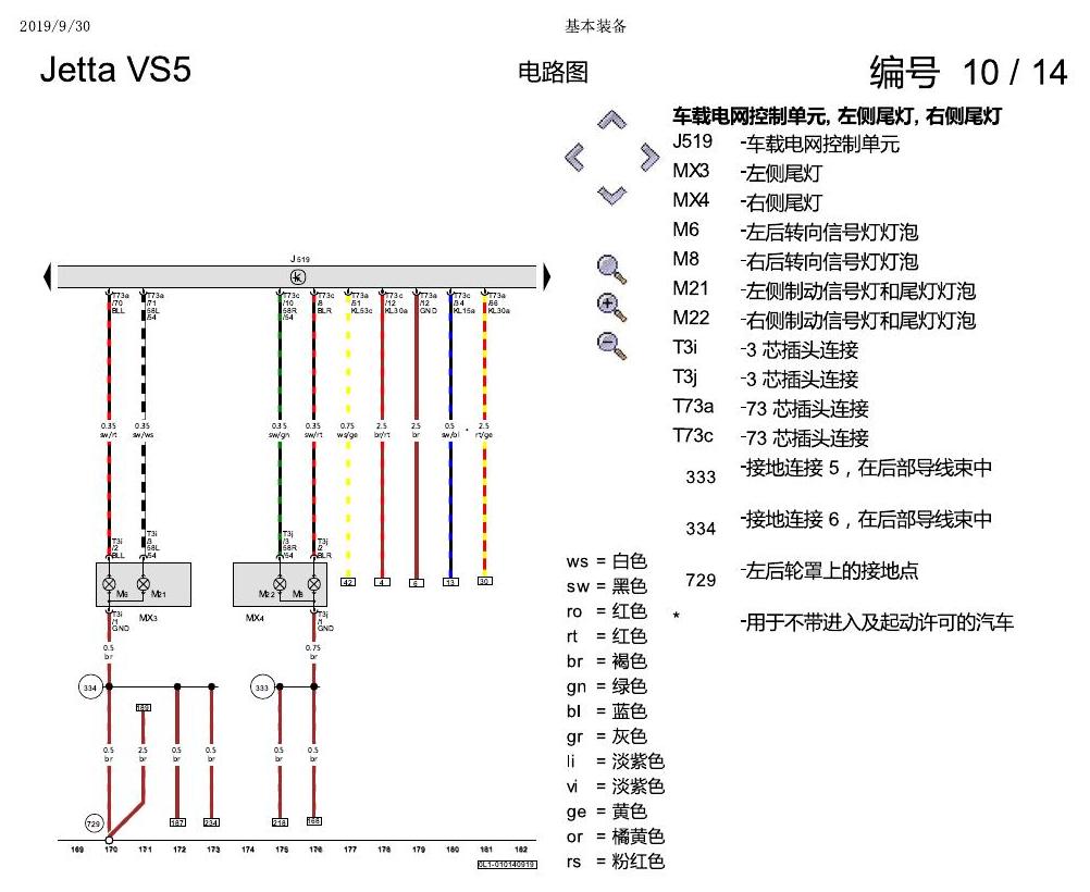 一汽大众3321 Jetta VS5 电路图 基本装备 电路图