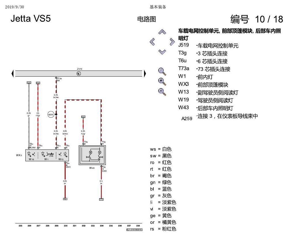 一汽大众3321 Jetta VS5 电路图 基本装备 电路图