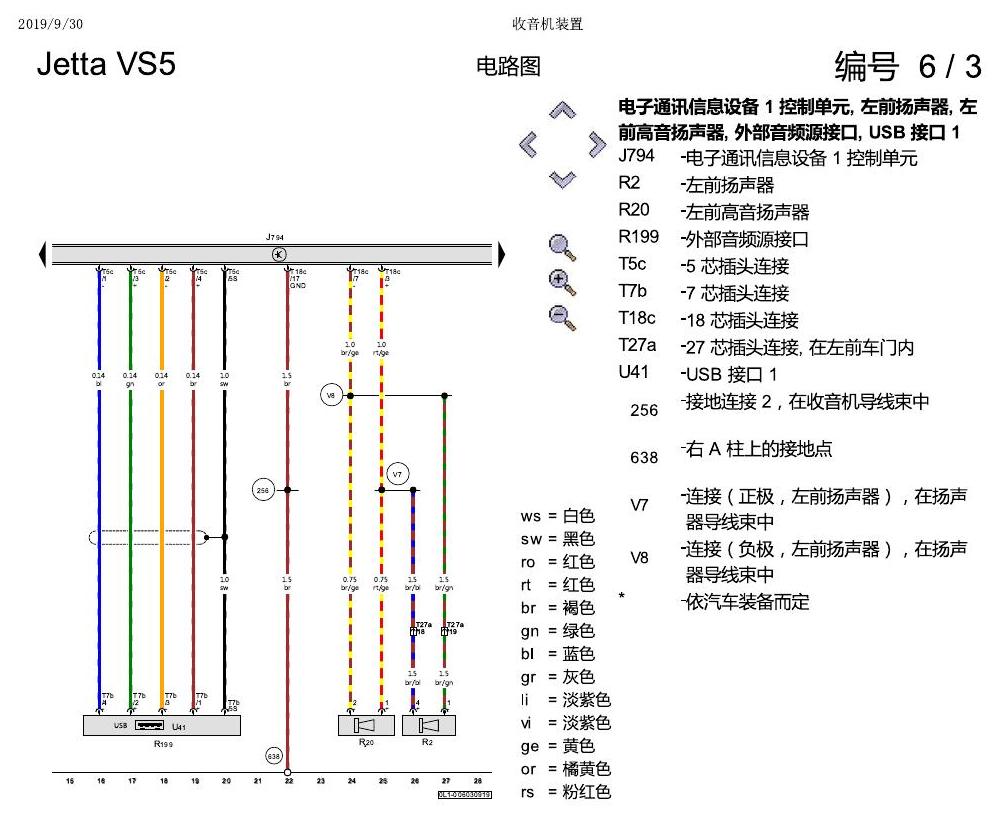 一汽大众3321 Jetta VS5 电路图 收音机装置 电路图