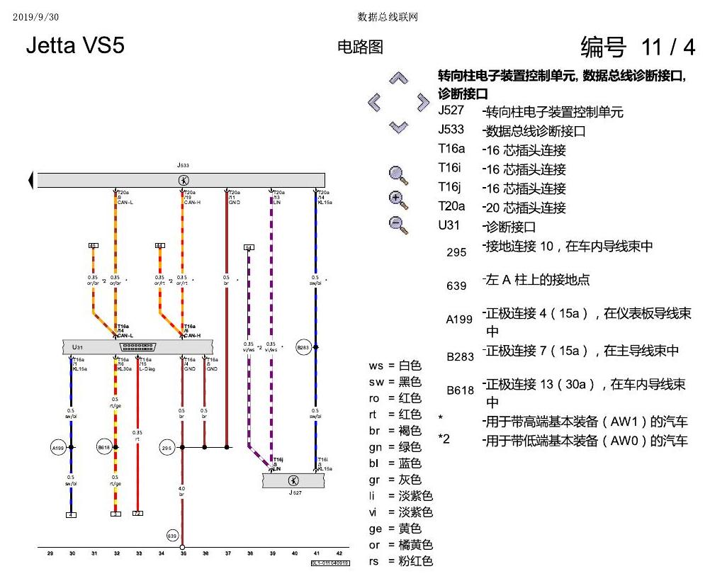 一汽大众3321 Jetta VS5 电路图 数据总线联网 电路图