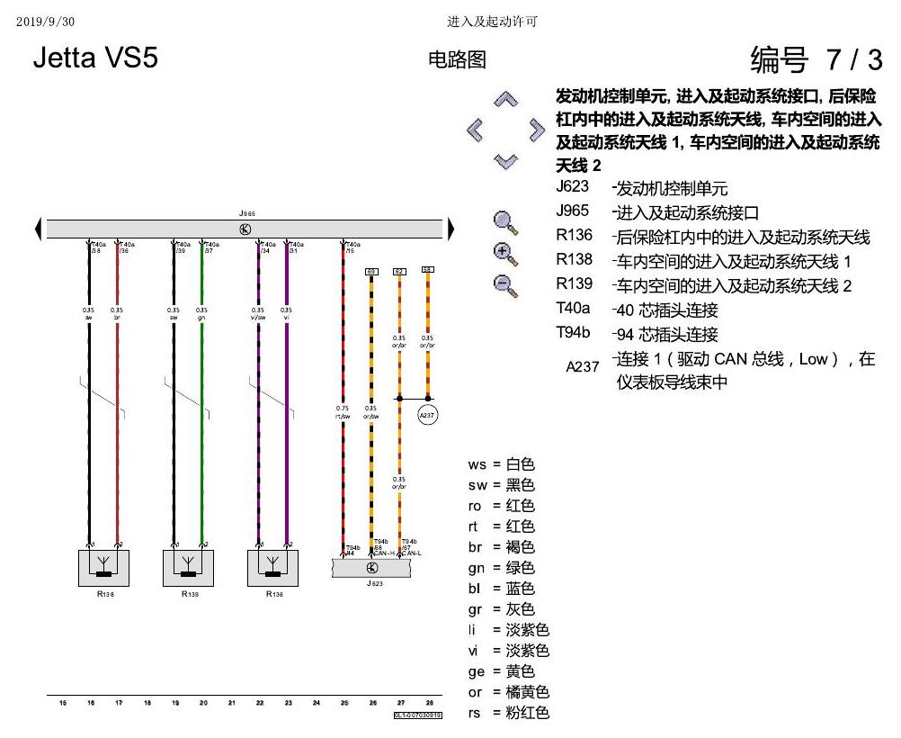 一汽大众3321 Jetta VS5 电路图 进入及起动许可 电路图