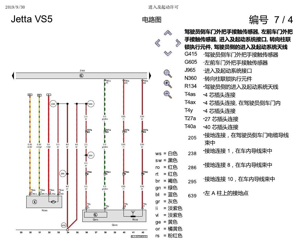 一汽大众3321 Jetta VS5 电路图 进入及起动许可 电路图
