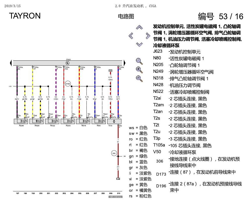 一汽大众3321 探岳 2.0 升汽油发动机 , CUGA 电路图