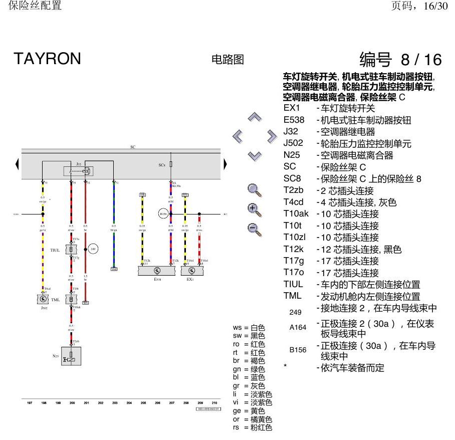 一汽大众3321 探岳 保险丝配置 电路图