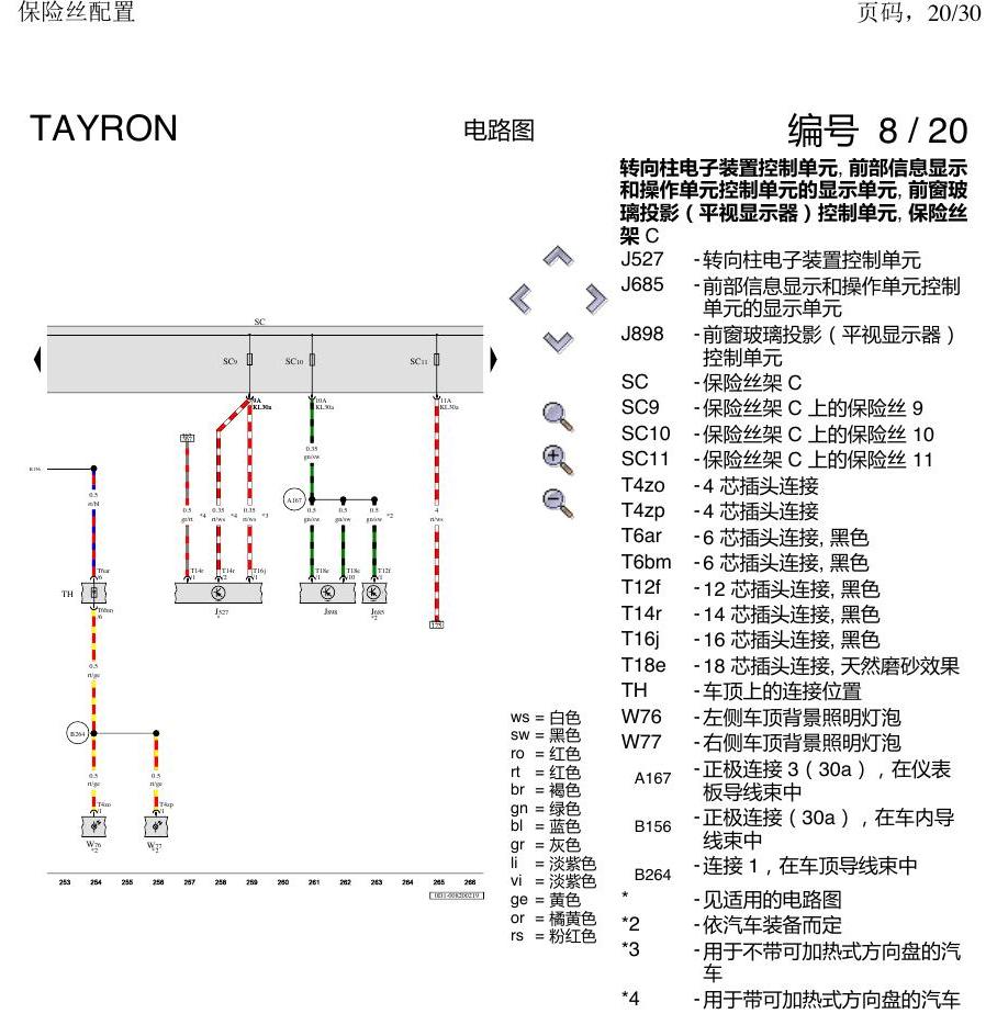 一汽大众3321 探岳 保险丝配置 电路图