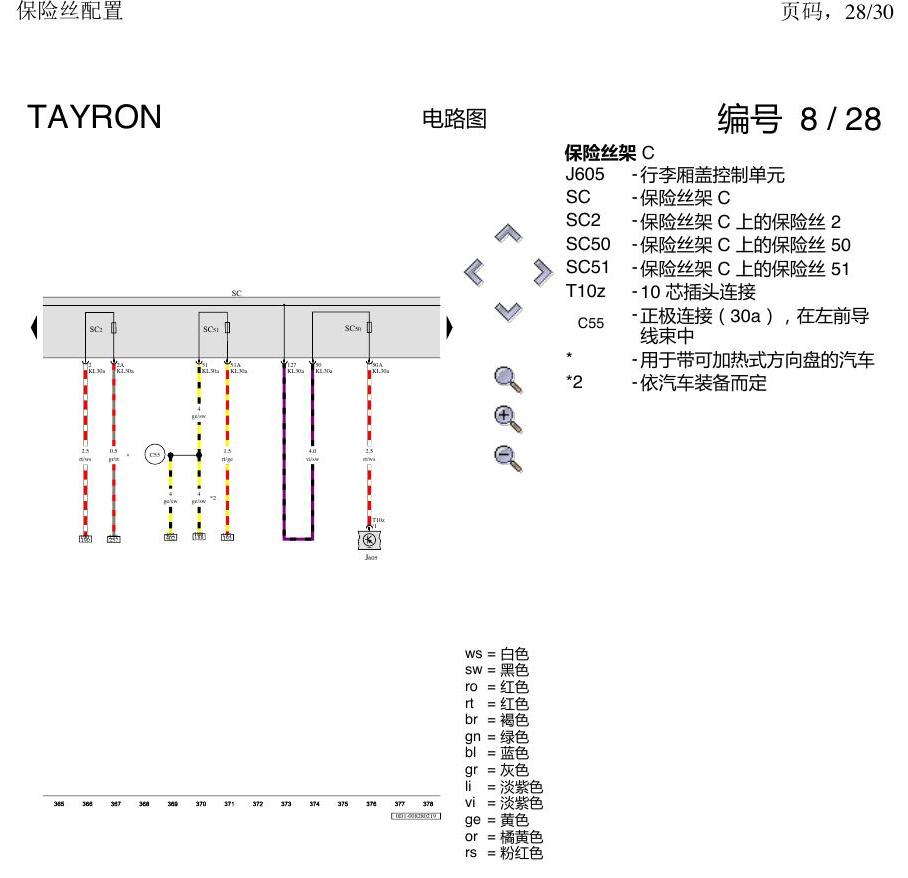 一汽大众3321 探岳 保险丝配置 电路图
