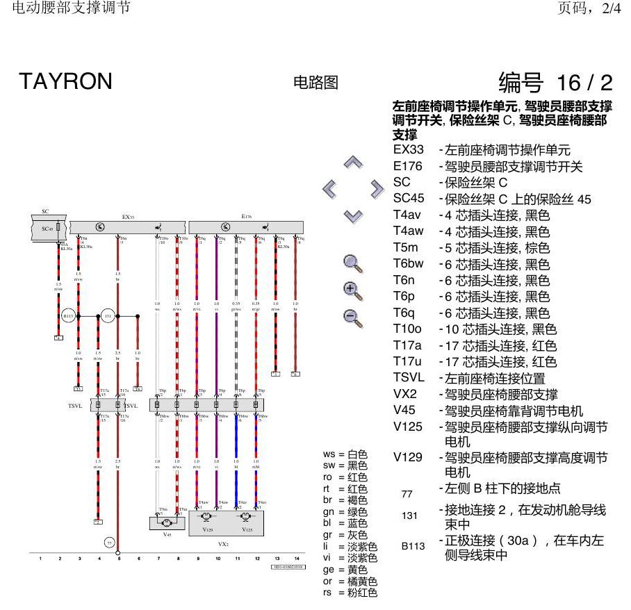 一汽大众3321 探岳 腰部支撑 电路图