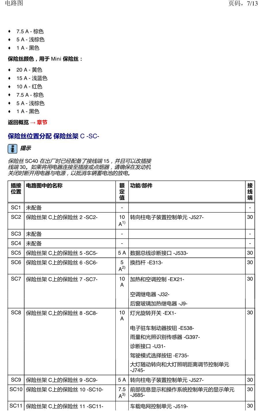 一汽大众3321 探戈 保险丝 电路图