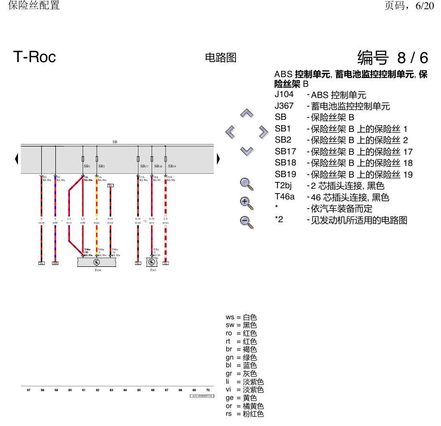 一汽大众3321 探戈 保险丝配置 电路图