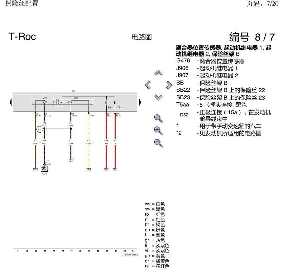 一汽大众3321 探戈 保险丝配置 电路图