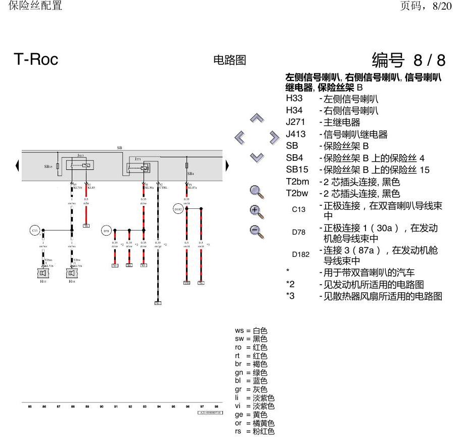 一汽大众3321 探戈 保险丝配置 电路图