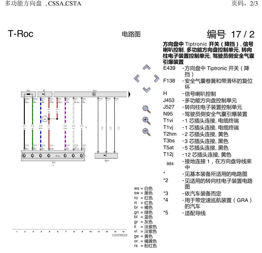 一汽大众3321 探戈 多功能方向盘 电路图