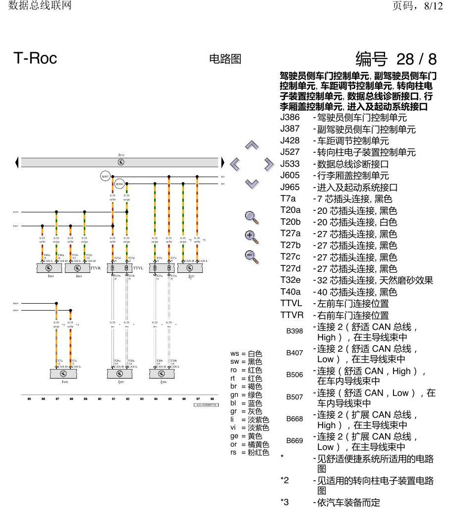 一汽大众3321 探戈 数据总线联网 电路图