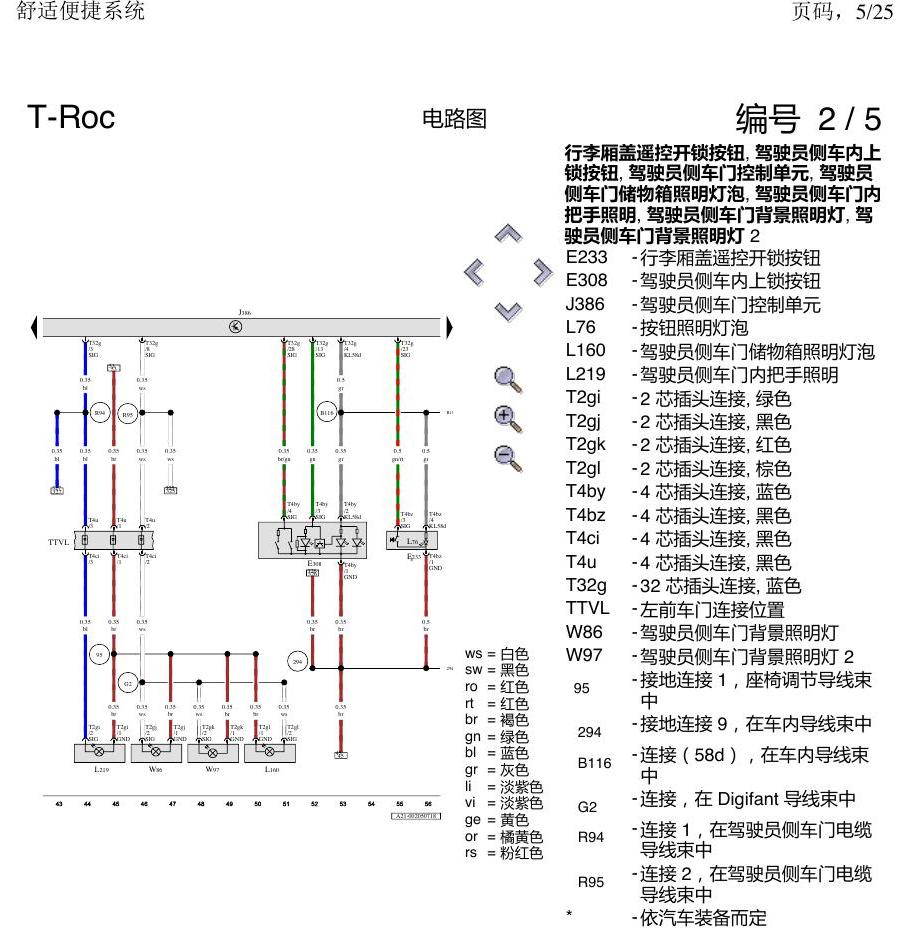 一汽大众3321 探戈 舒适便捷系统 电路图