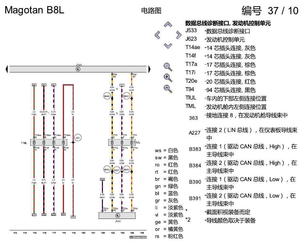 一汽大众3321 迈腾 B8 1.4 发动机 CSSA 电路图