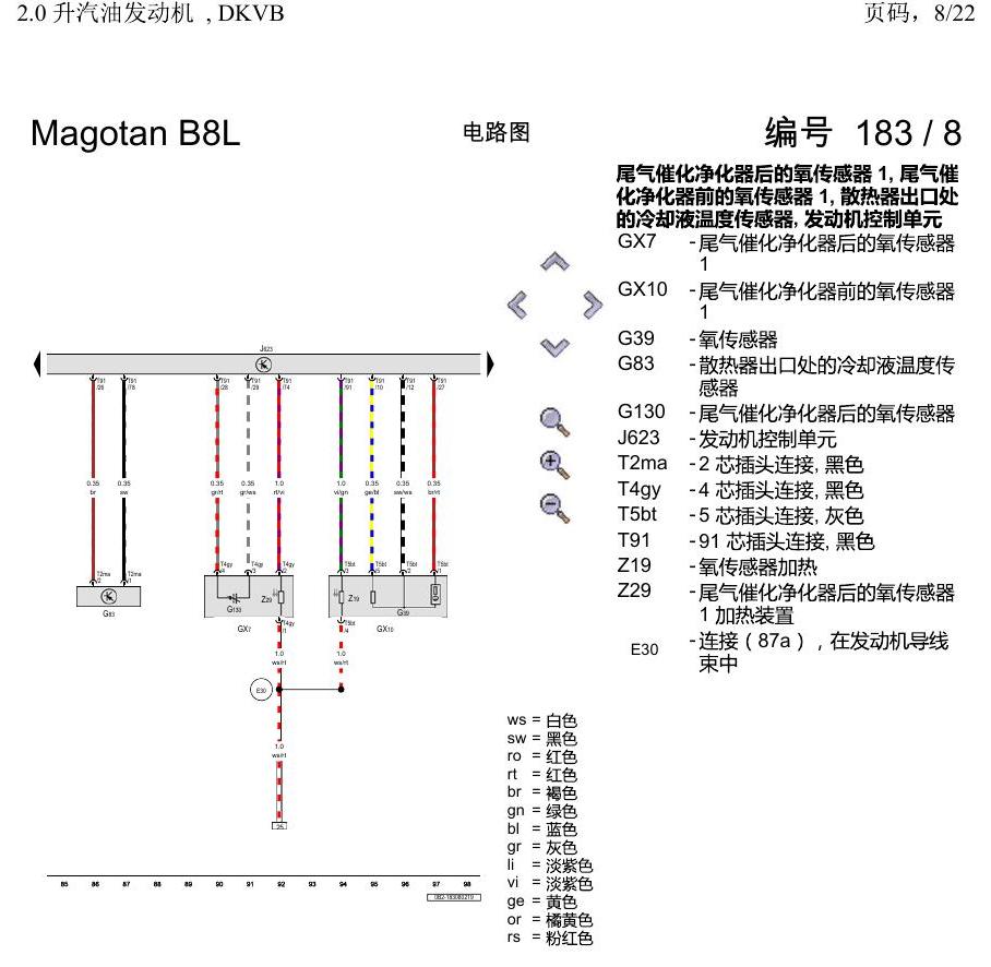 一汽大众3321 迈腾 B8 2.0 升汽油发动机 , DKVB 电路图