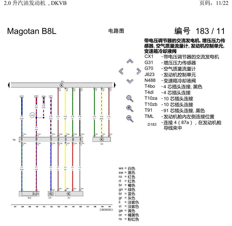 一汽大众3321 迈腾 B8 2.0 升汽油发动机 , DKVB 电路图