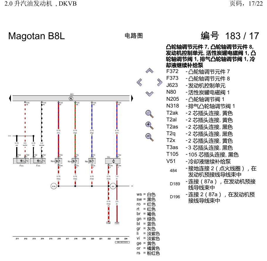 一汽大众3321 迈腾 B8 2.0 升汽油发动机 , DKVB 电路图