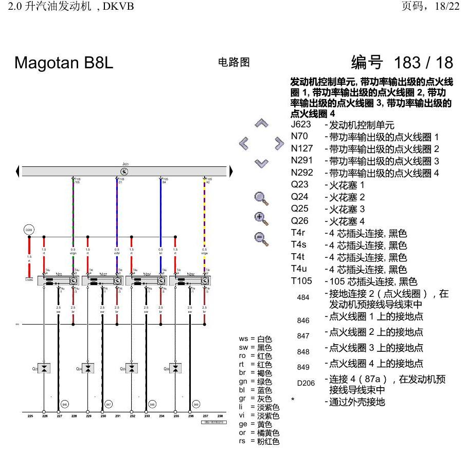 一汽大众3321 迈腾 B8 2.0 升汽油发动机 , DKVB 电路图