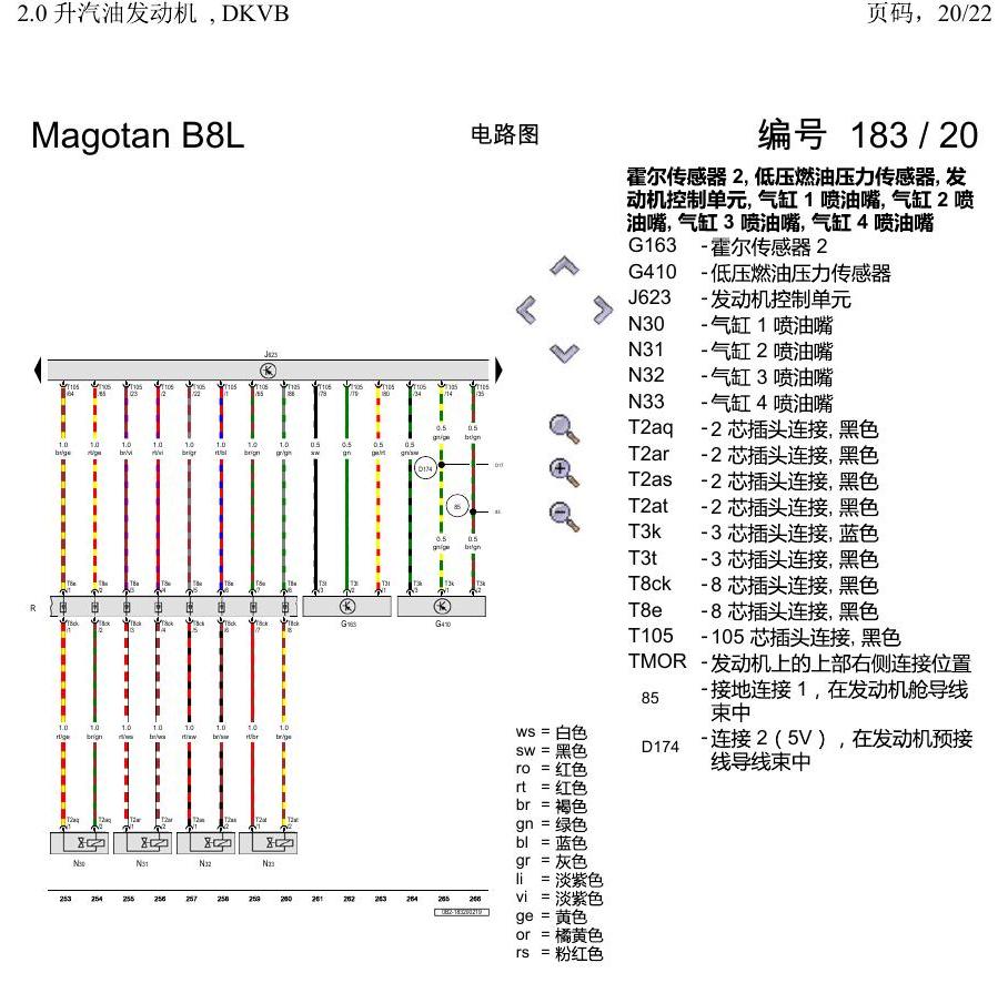 一汽大众3321 迈腾 B8 2.0 升汽油发动机 , DKVB 电路图