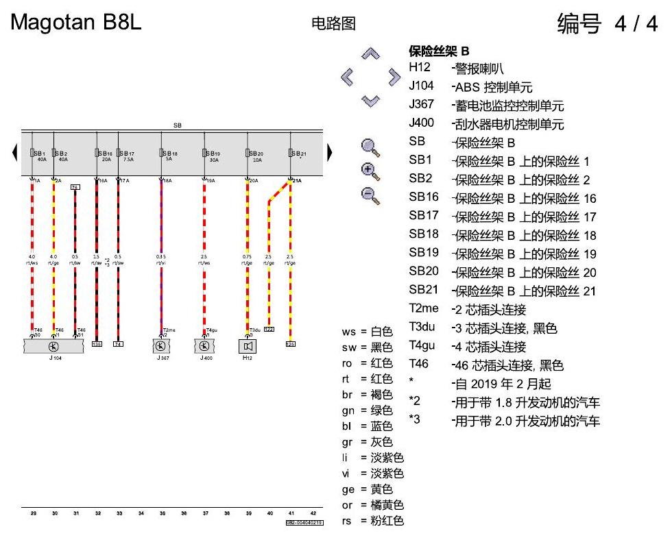 一汽大众3321 迈腾 B8 保险丝配置 电路图