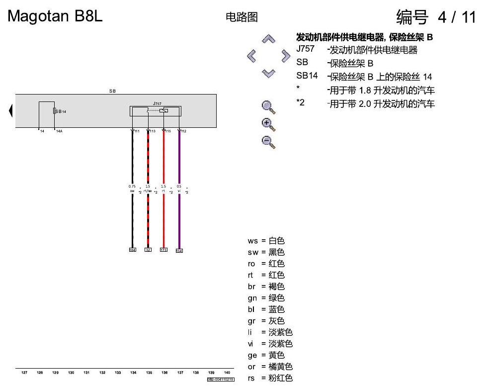一汽大众3321 迈腾 B8 保险丝配置 电路图