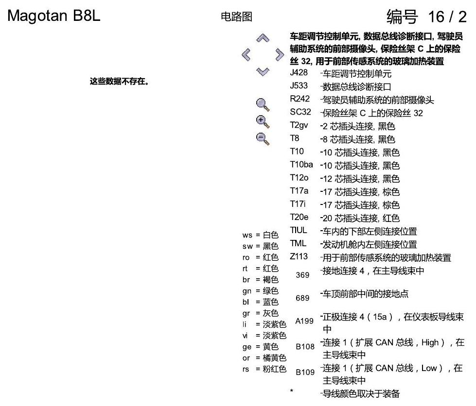 一汽大众3321 迈腾 B8 前部摄像头 电路图