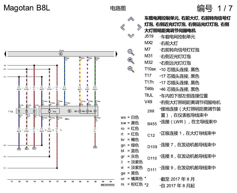 一汽大众3321 迈腾 B8 基本装备 电路图
