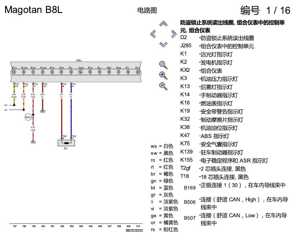 一汽大众3321 迈腾 B8 基本装备 电路图