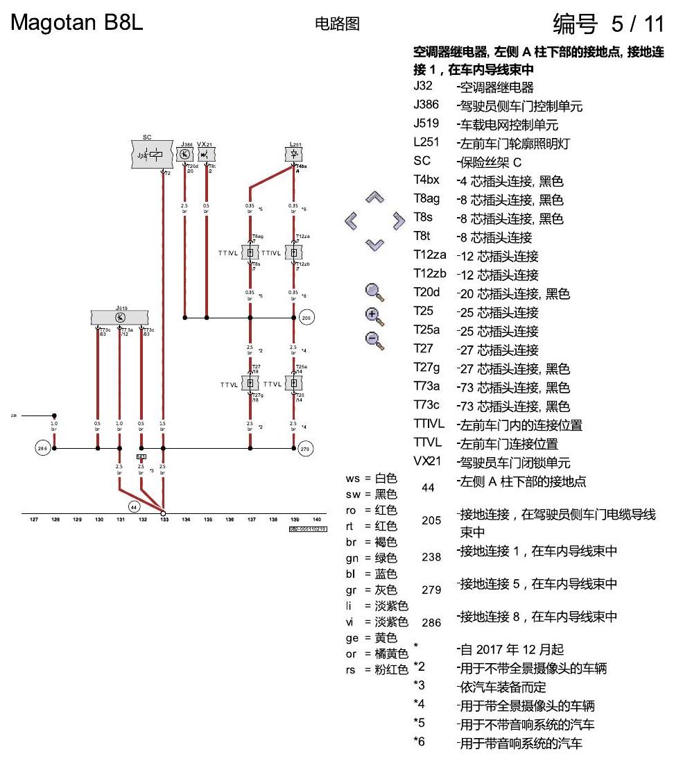 一汽大众3321 迈腾 B8 接地设计 电路图