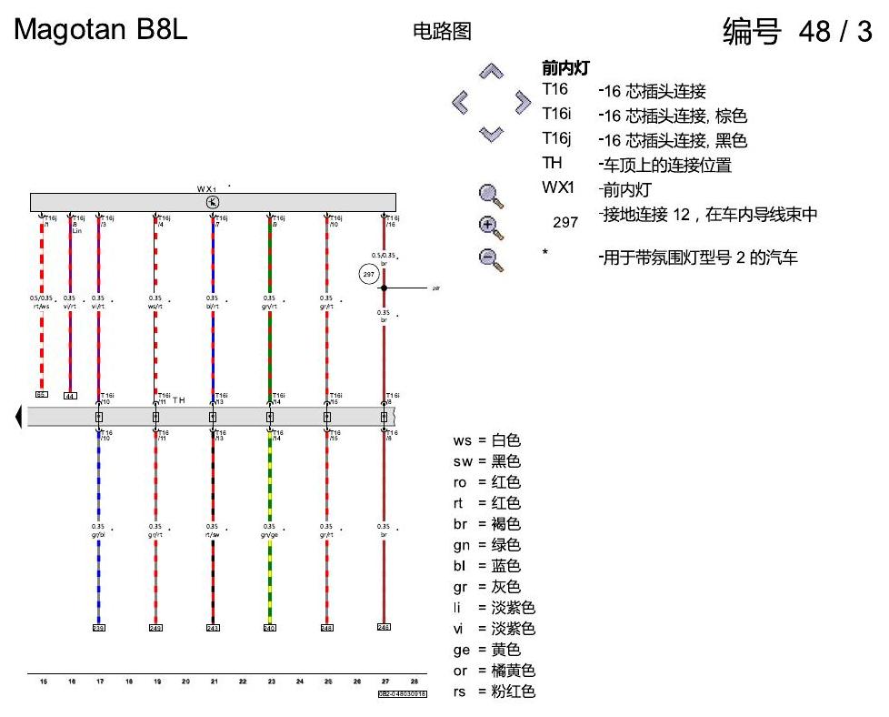 一汽大众3321 迈腾 B8 氛围灯 KA0 KA2 电路图