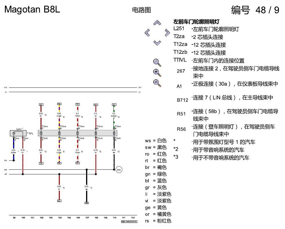 一汽大众3321 迈腾 B8 氛围灯 KA0 KA2 电路图