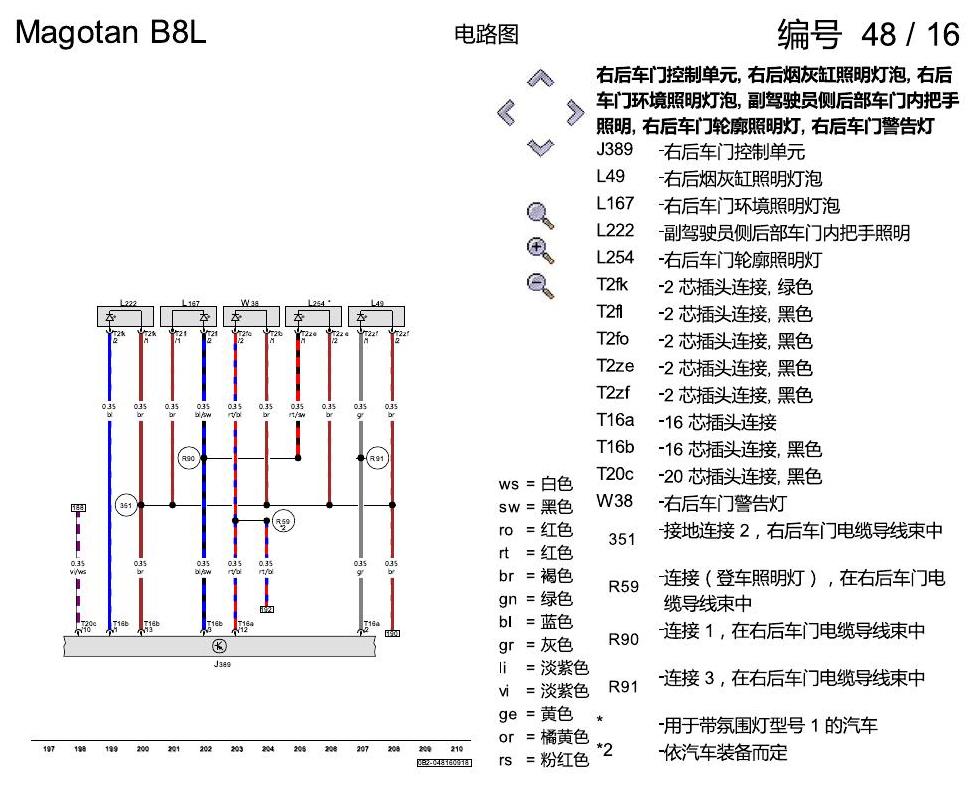 一汽大众3321 迈腾 B8 氛围灯 KA0 KA2 电路图