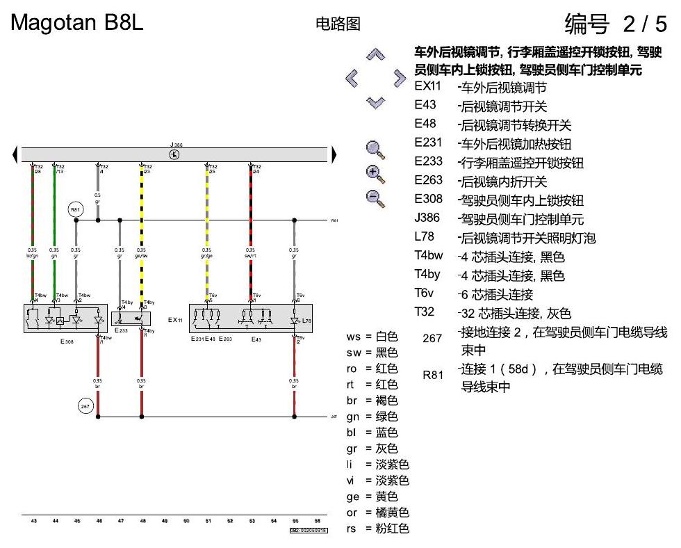 一汽大众3321 迈腾 B8 舒适便捷系统 电路图