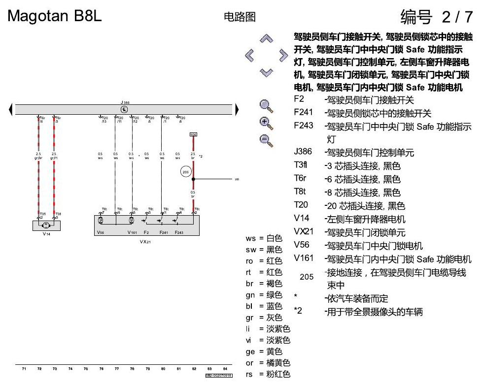 一汽大众3321 迈腾 B8 舒适便捷系统 电路图