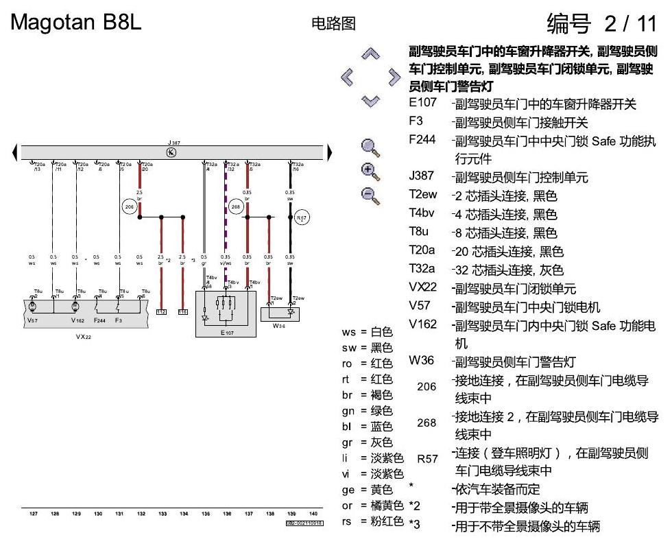 一汽大众3321 迈腾 B8 舒适便捷系统 电路图