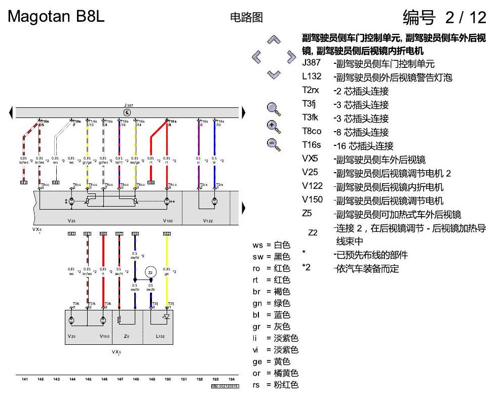 一汽大众3321 迈腾 B8 舒适便捷系统 电路图