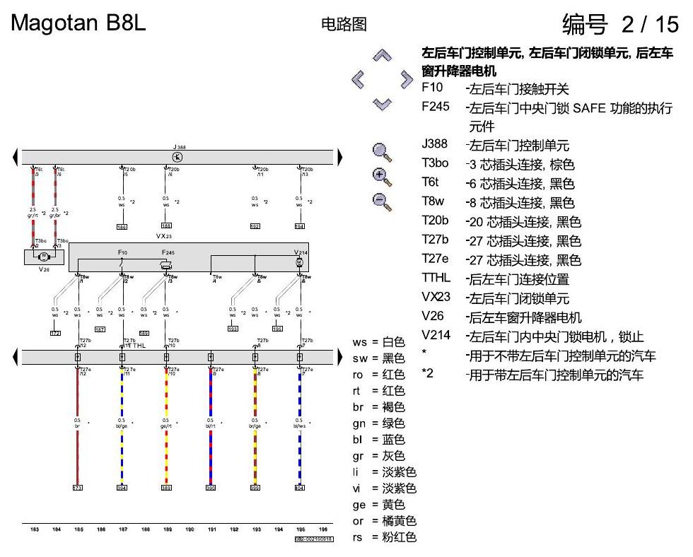 一汽大众3321 迈腾 B8 舒适便捷系统 电路图
