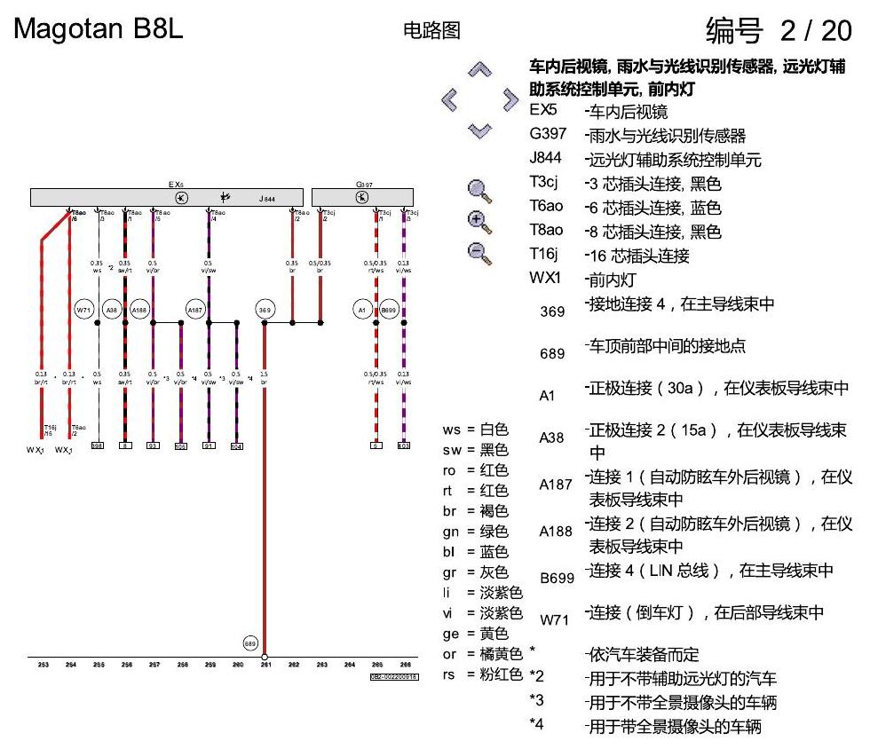 一汽大众3321 迈腾 B8 舒适便捷系统 电路图