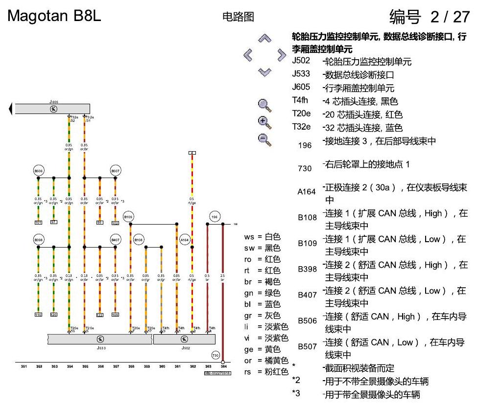 一汽大众3321 迈腾 B8 舒适便捷系统 电路图
