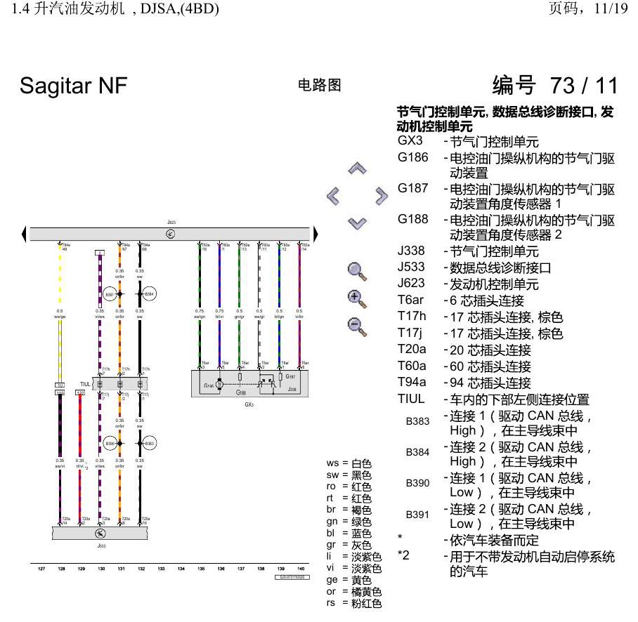 一汽大众3321 速腾 MQB 1.4 升汽油发动机 , DJSA,(4BD) 电路图