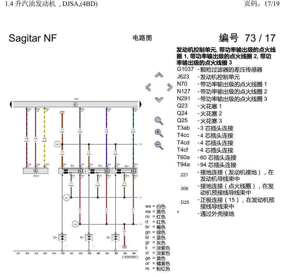 一汽大众3321 速腾 MQB 1.4 升汽油发动机 , DJSA,(4BD) 电路图