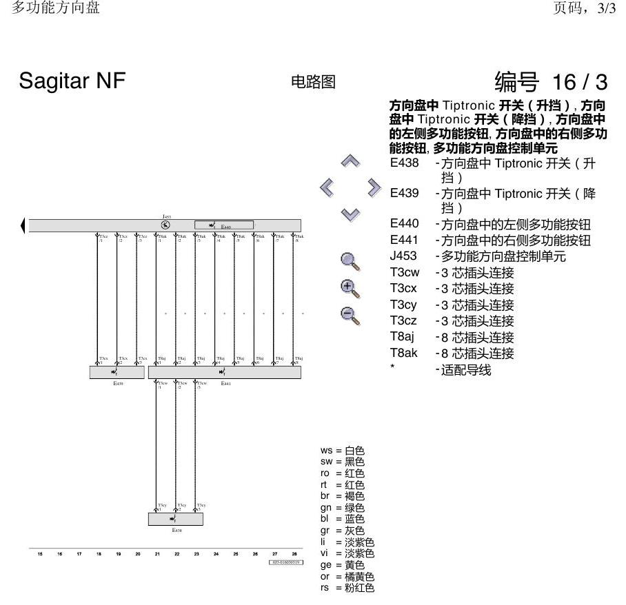 一汽大众3321 速腾 MQB 多功能方向盘 电路图