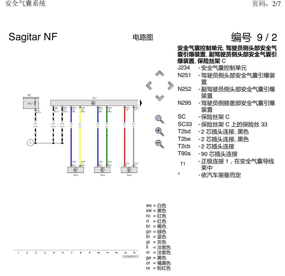 一汽大众3321 速腾 MQB 安全气囊 电路图