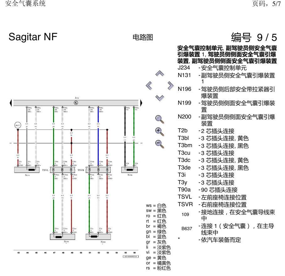 一汽大众3321 速腾 MQB 安全气囊 电路图
