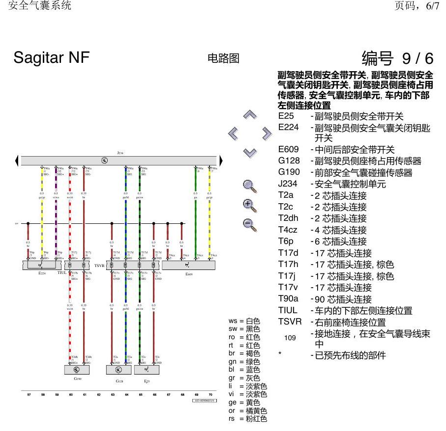 一汽大众3321 速腾 MQB 安全气囊 电路图